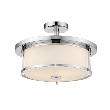 Z-Lite Savannah 3 Light Semi Flush Mount, Chrome & Matte Opal 465SF16-CH